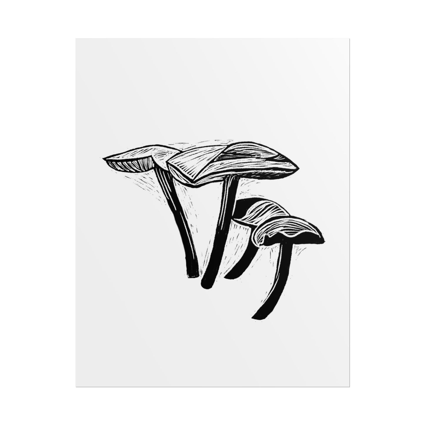 Black and White "Linocut" Mushrooms
