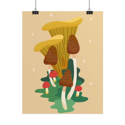 Glittery Mushroom Cut-Collage Print