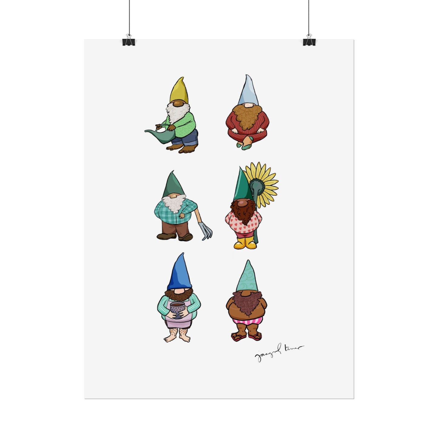Gnome Collection with Colorful Beards Print