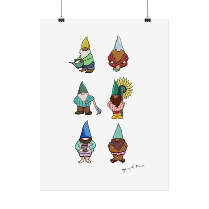 Gnome Collection with Colorful Beards Print