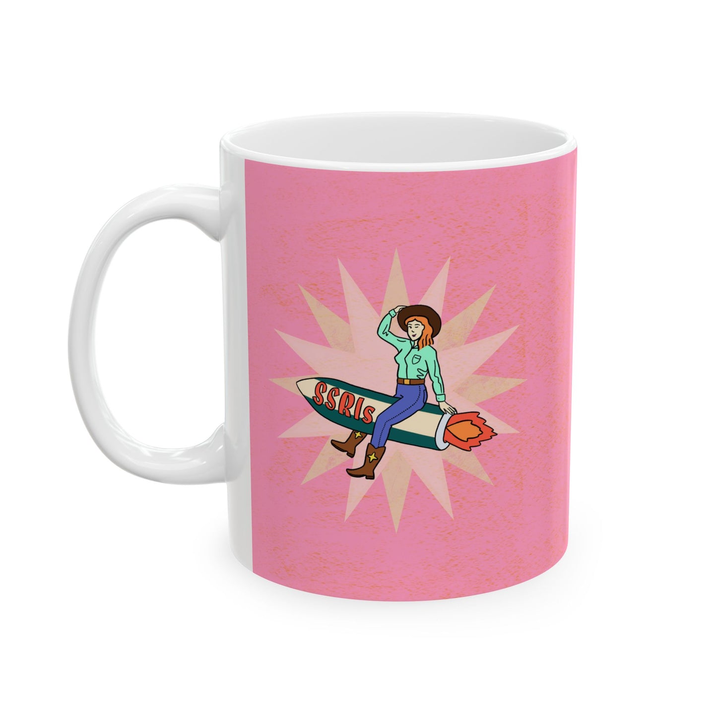 Cowgirl on a Rocket Ceramic Mug