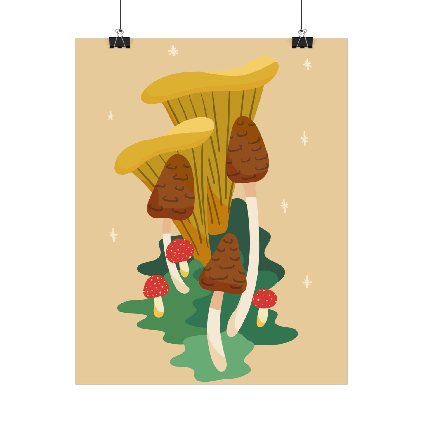 Glittery Mushroom Cut-Collage Print