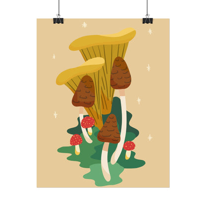 Glittery Mushroom Cut-Collage Print