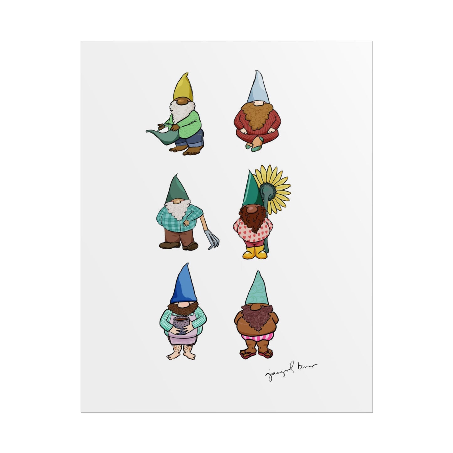 Gnome Collection with Colorful Beards Print