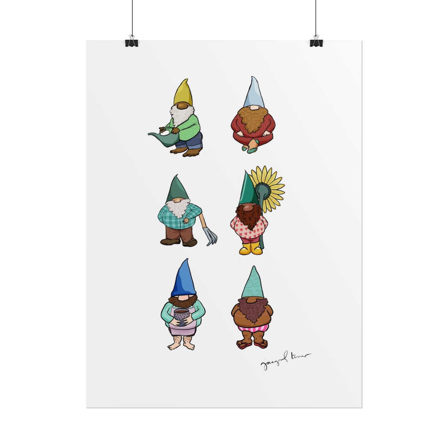 Gnome Collection with Colorful Beards Print