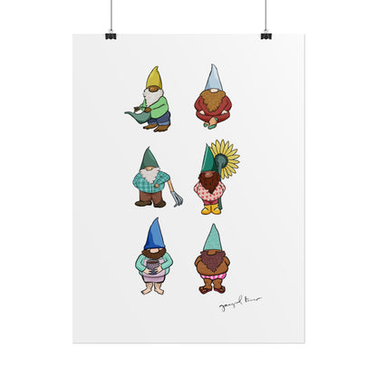 Gnome Collection with Colorful Beards Print