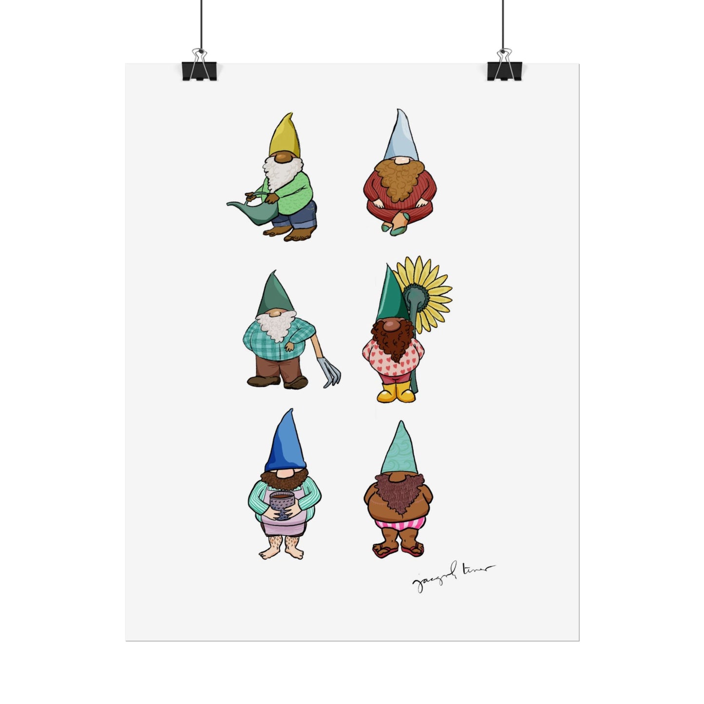 Gnome Collection with Colorful Beards Print