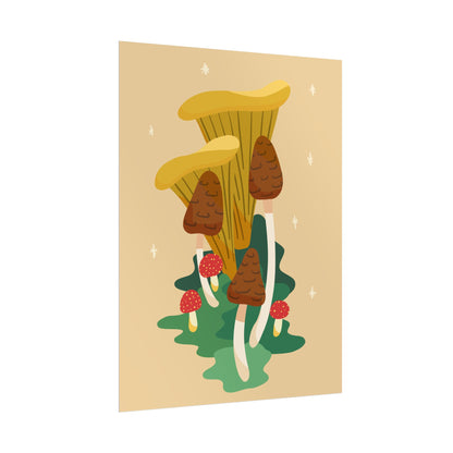 Glittery Mushroom Cut-Collage Print