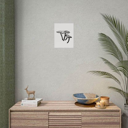 Black and White "Linocut" Mushrooms