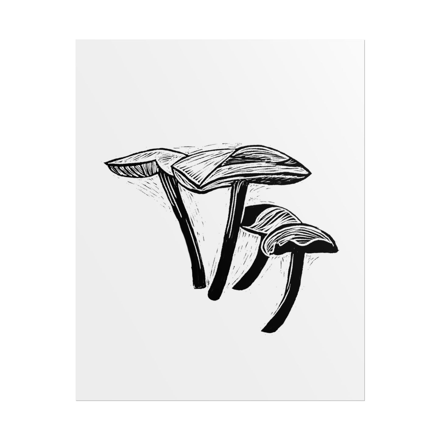 Black and White "Linocut" Mushrooms