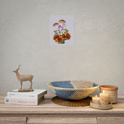 Purple Beige Glitter Mushrooms Cut-Collage Style Print