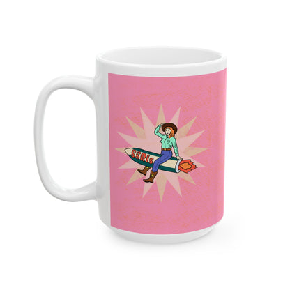 Cowgirl on a Rocket Ceramic Mug