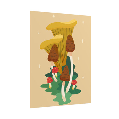 Glittery Mushroom Cut-Collage Print