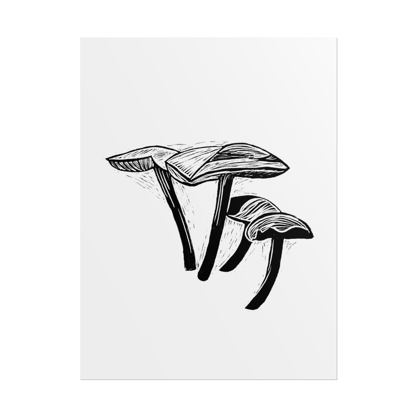 Black and White "Linocut" Mushrooms