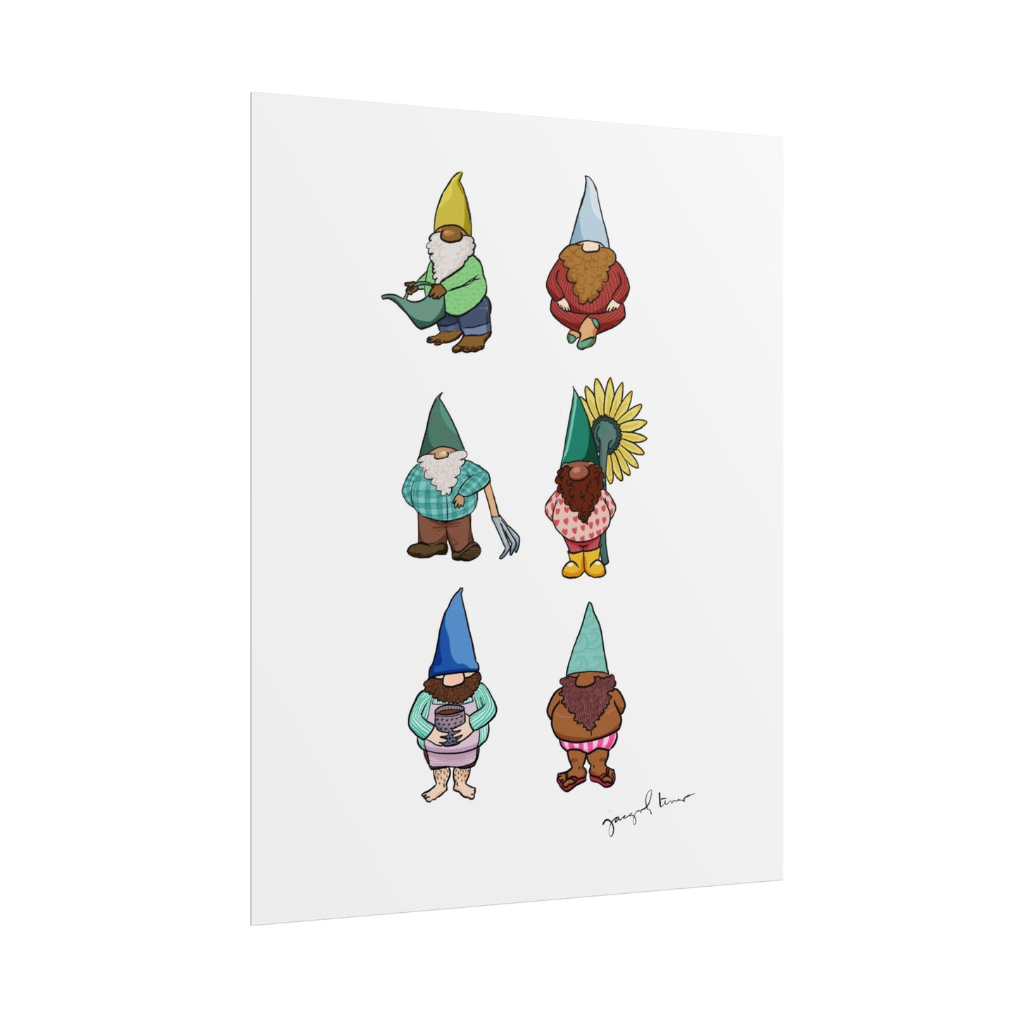 Gnome Collection with Colorful Beards Print