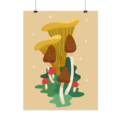 Glittery Mushroom Cut-Collage Print