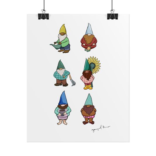 Gnome Collection with Colorful Beards Print