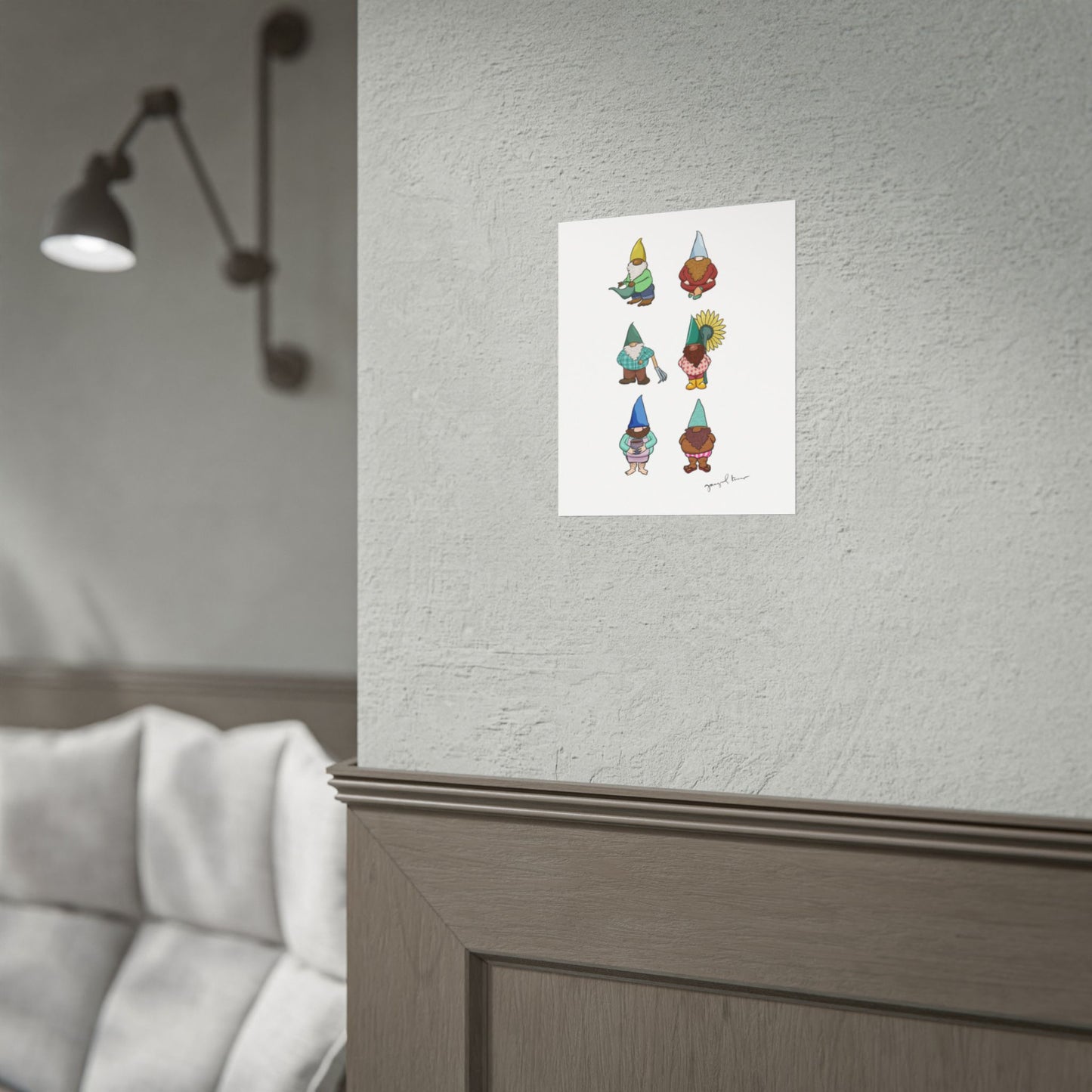 Gnome Collection with Colorful Beards Print