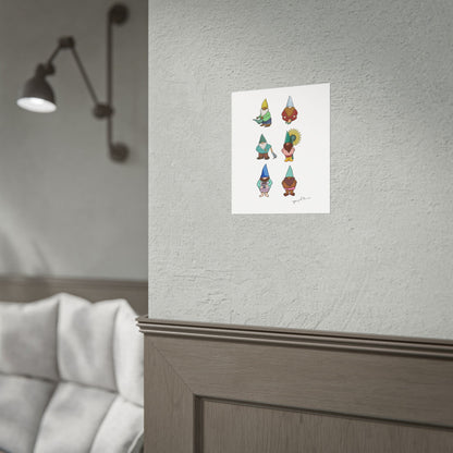 Gnome Collection with Colorful Beards Print