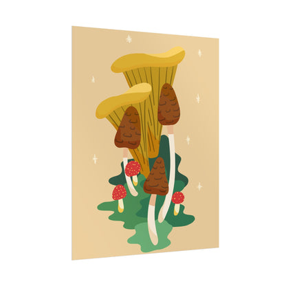 Glittery Mushroom Cut-Collage Print