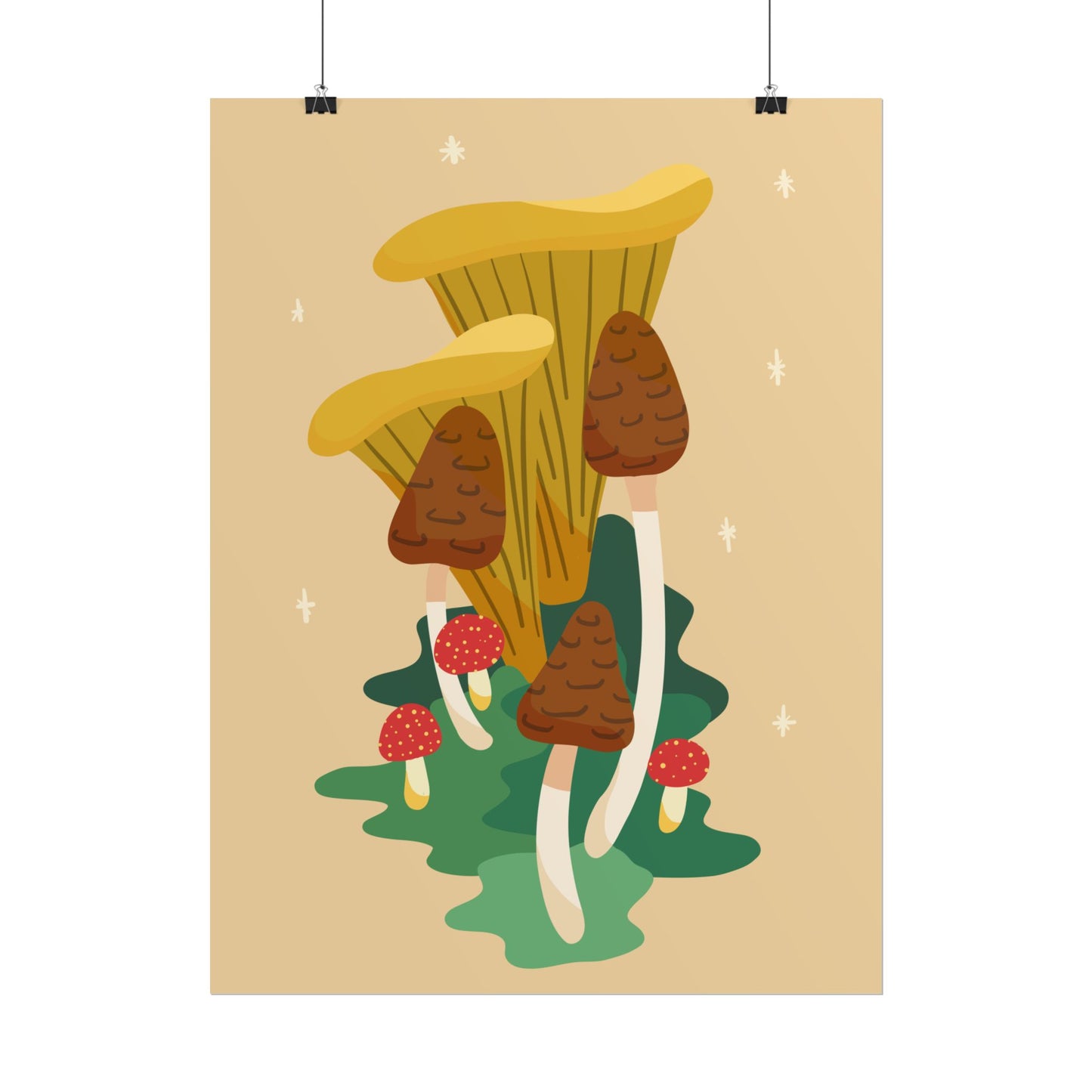 Glittery Mushroom Cut-Collage Print