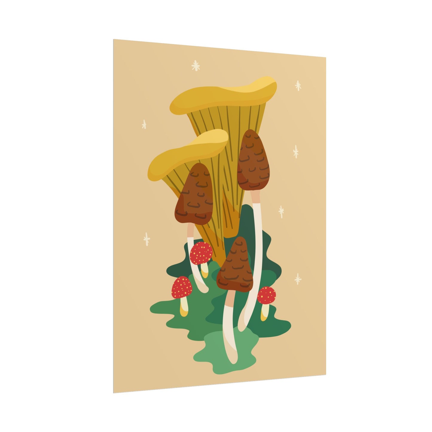 Glittery Mushroom Cut-Collage Print