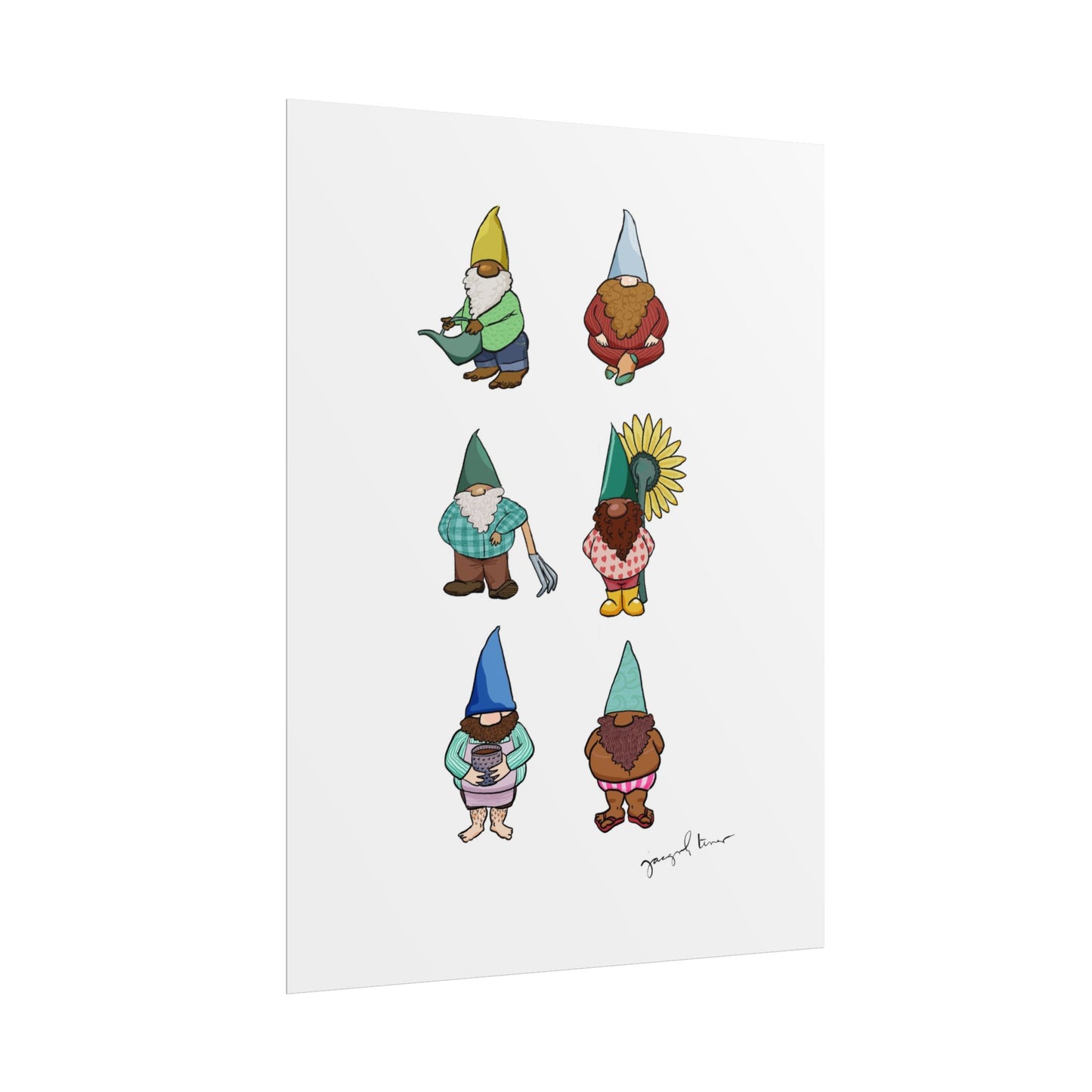 Gnome Collection with Colorful Beards Print