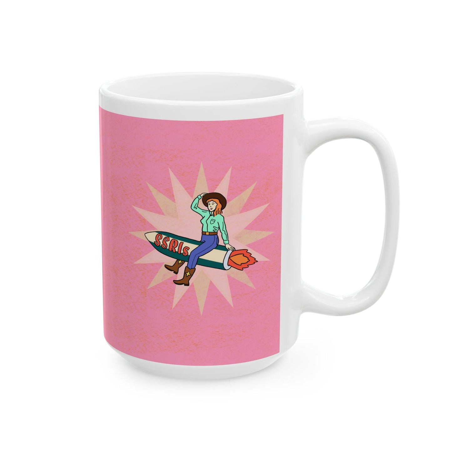 Cowgirl on a Rocket Ceramic Mug