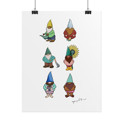 Gnome Collection with Colorful Beards Print