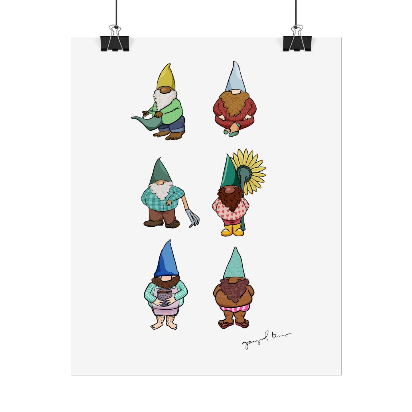 Gnome Collection with Colorful Beards Print