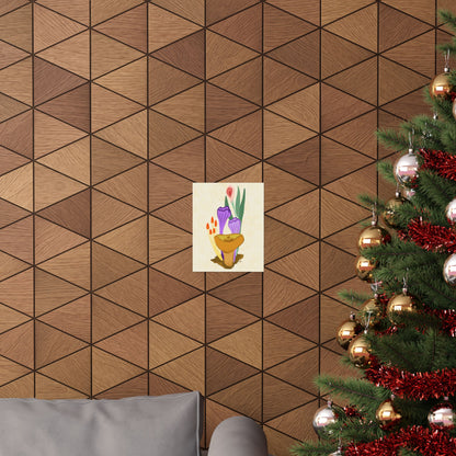 Mushrooms and Pink Flowers Print