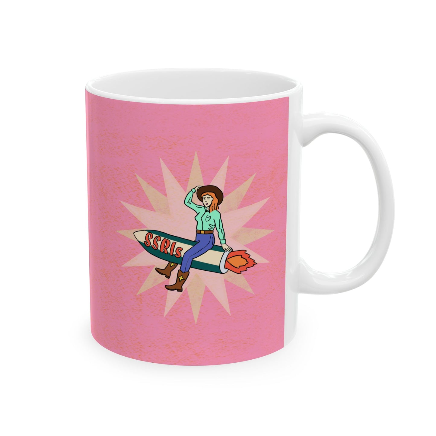 Cowgirl on a Rocket Ceramic Mug
