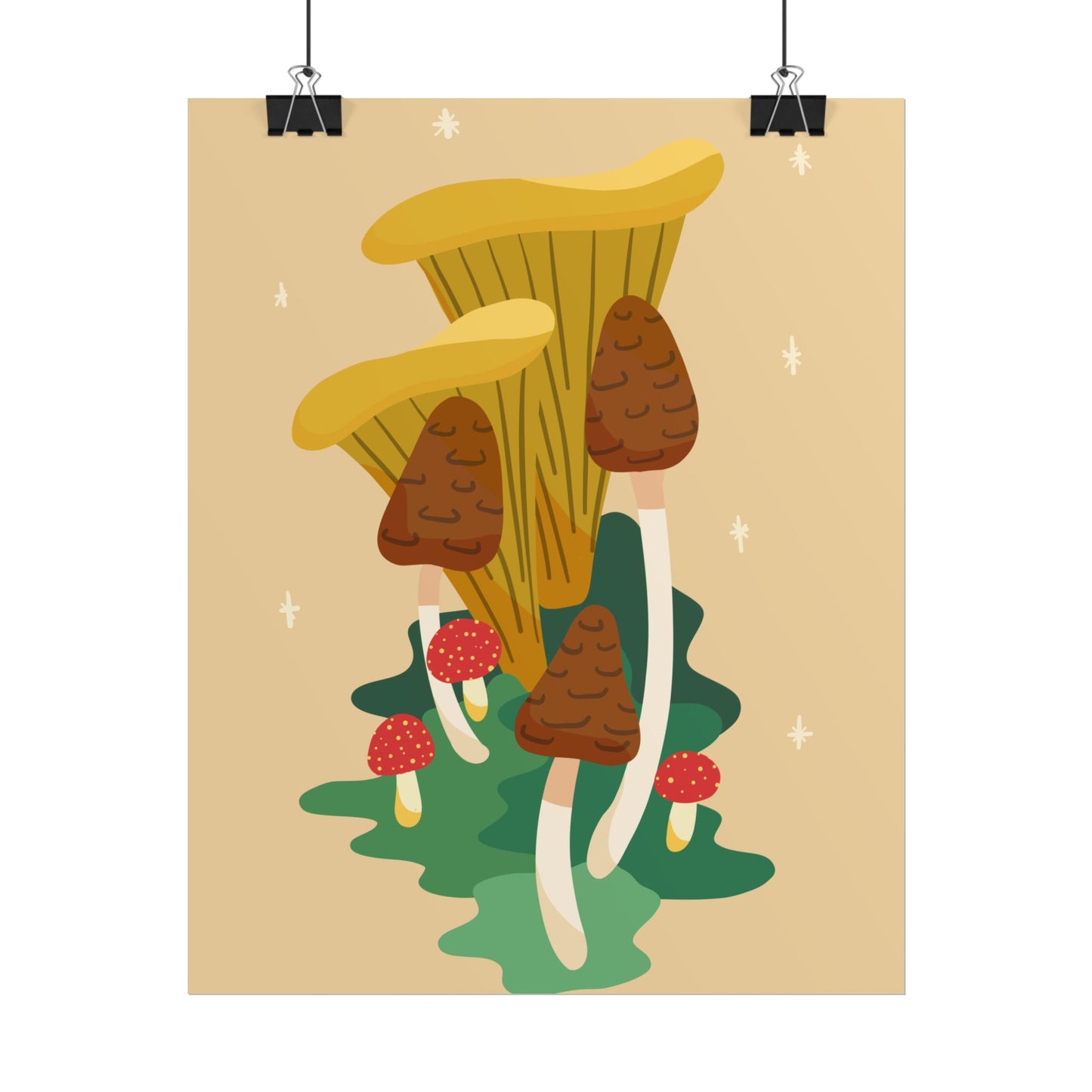 Glittery Mushroom Cut-Collage Print